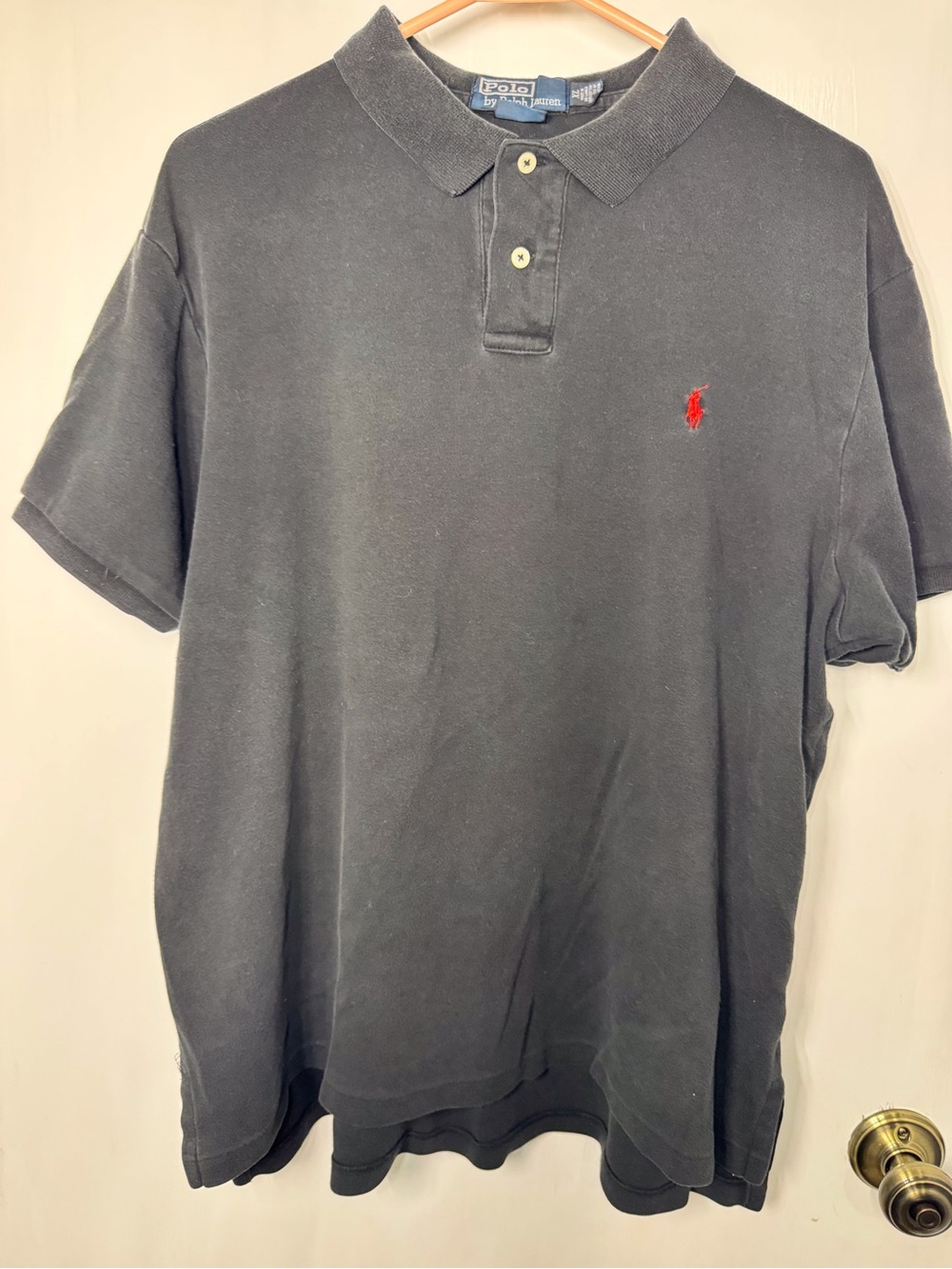 Ralph Lauren Black Polo with Red Pony Embroidery